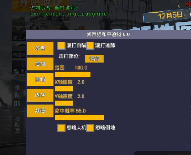 和平精英辅助【AI内核】方框透视 骨骼显示 人物射线 手持武器 触摸自瞄